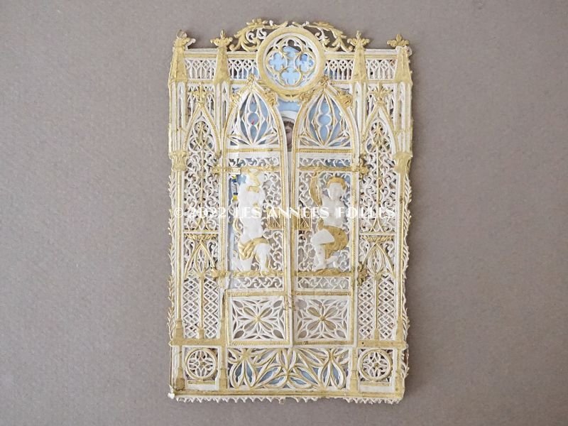 画像2: 1882年 アンティーク  初聖体の立体カニヴェ  ポップアップ クロモ 扉付き