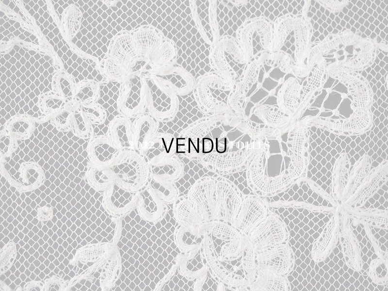 画像16: 19世紀末 アンティーク 花嫁の大判ストール フラワーバスケット アプリカシオン・アングルテール 51×252cm