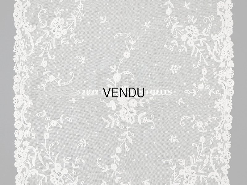 画像6: 19世紀末 アンティーク 花嫁の大判ストール フラワーバスケット アプリカシオン・アングルテール 51×252cm