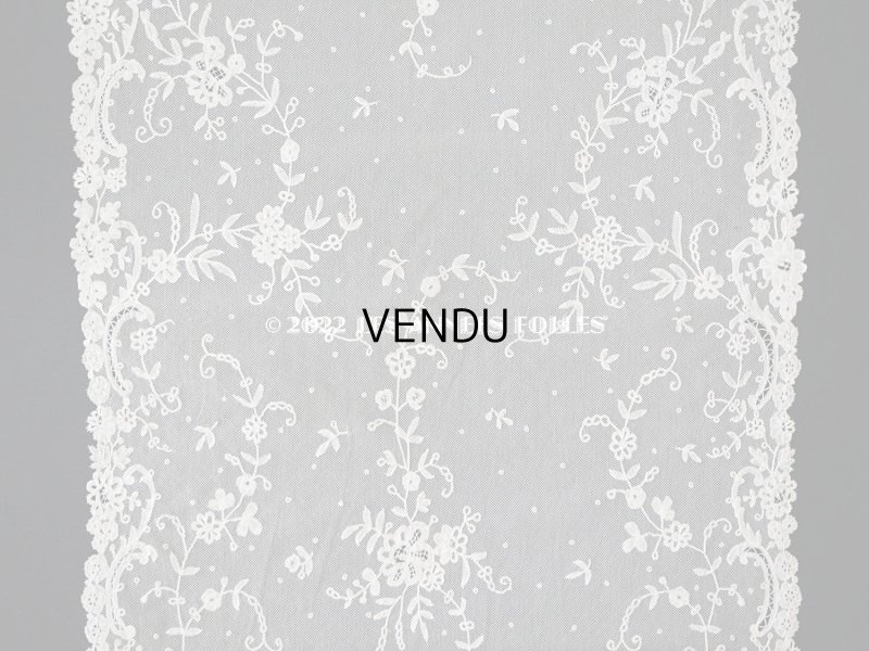 画像11: 19世紀末 アンティーク 花嫁の大判ストール フラワーバスケット アプリカシオン・アングルテール 51×252cm