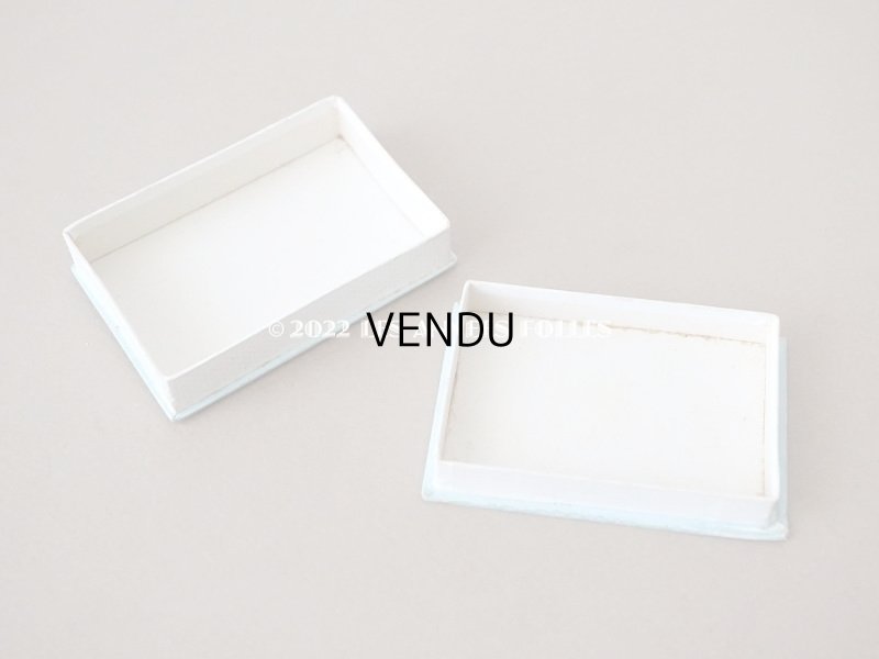 画像5: アンティーク 薔薇と鳥の小さな紙箱 パウダーブルーの縁取り