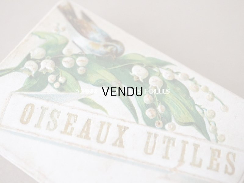 画像3: アンティーク 鈴蘭と鳥の小さな紙箱　パウダーピンクの縁取り 