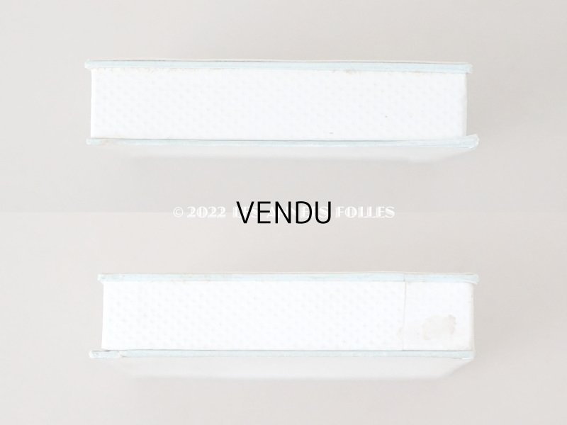 画像6: アンティーク 薔薇と鳥の小さな紙箱 パウダーブルーの縁取り