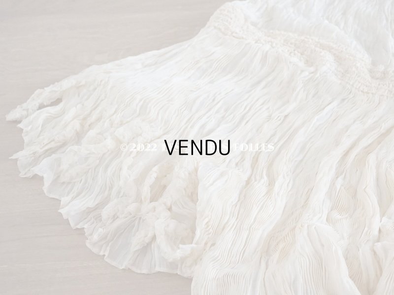 画像7: 1900年頃 アンティーク ウエディングドレスのスカート シルクシフォンのプリーツ