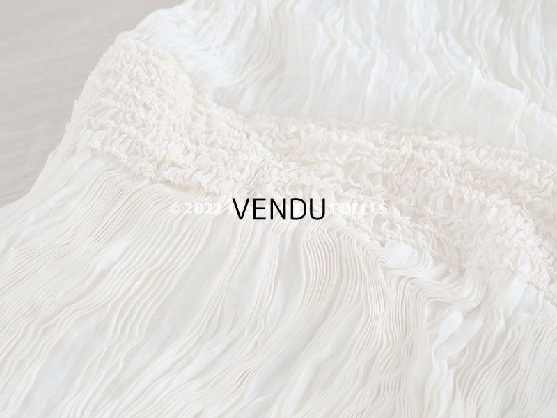 画像8: 1900年頃 アンティーク ウエディングドレスのスカート シルクシフォンのプリーツ