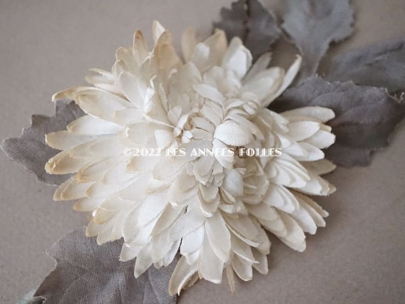 画像6:  アンティーク 布花 西洋菊 クリザンテーム コサージュ オフホワイト