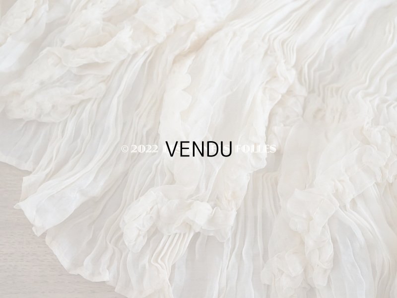 画像16: 1900年頃 アンティーク ウエディングドレスのスカート シルクシフォンのプリーツ