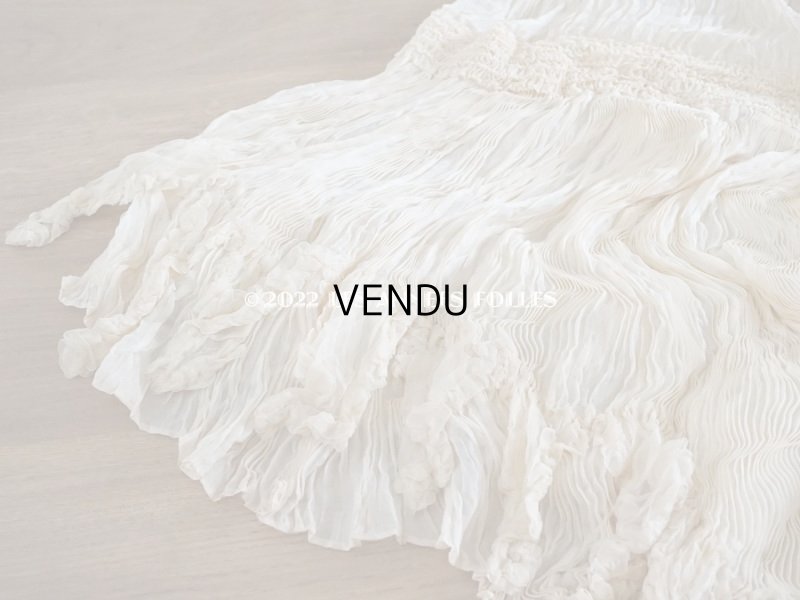 画像13: 1900年頃 アンティーク ウエディングドレスのスカート シルクシフォンのプリーツ