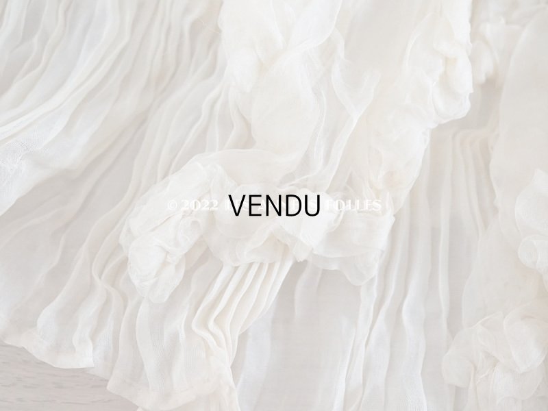 画像17: 1900年頃 アンティーク ウエディングドレスのスカート シルクシフォンのプリーツ