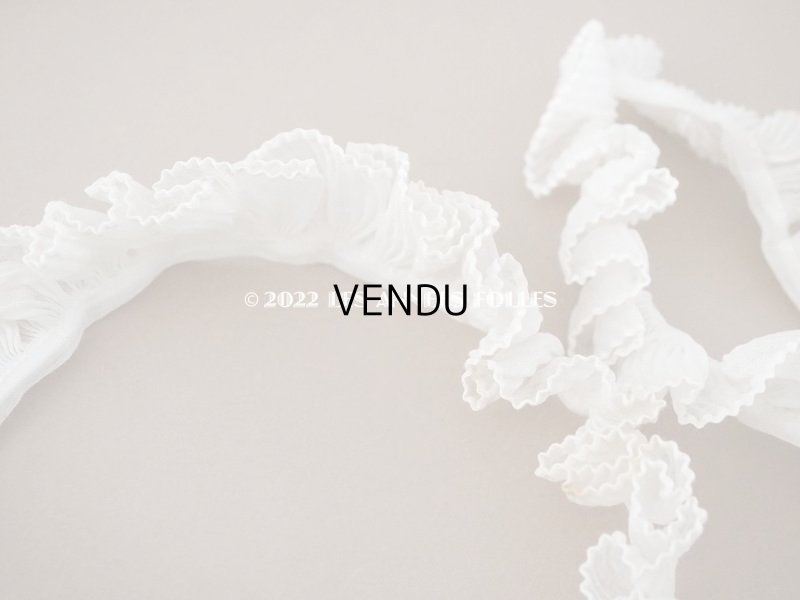 画像4: アンティーク プリーツ&フリルリボン コットンオーガンジー オフホワイト  3cm幅  105cm