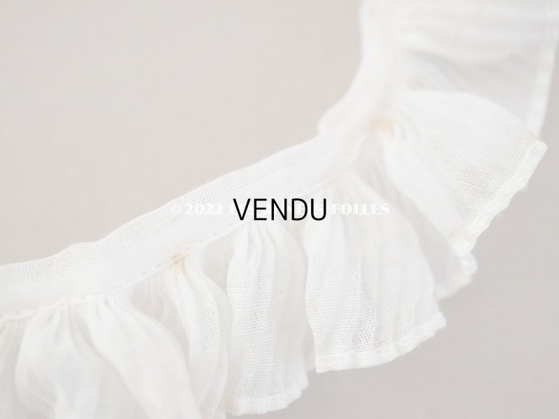 画像6: アンティーク プリーツ&フリルリボン コットンオーガンジー オフホワイト  3cm幅  105cm