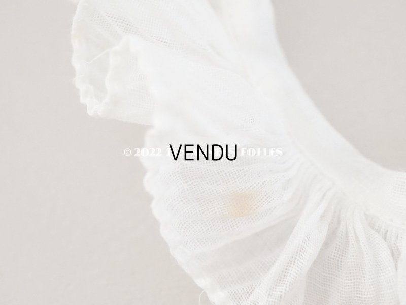 画像5: アンティーク プリーツ&フリルリボン コットンオーガンジー オフホワイト  3cm幅  105cm