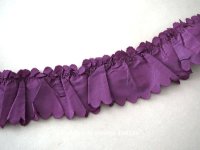 アンティーク  シルク製　フリルリボン 紫 7.5cm幅  