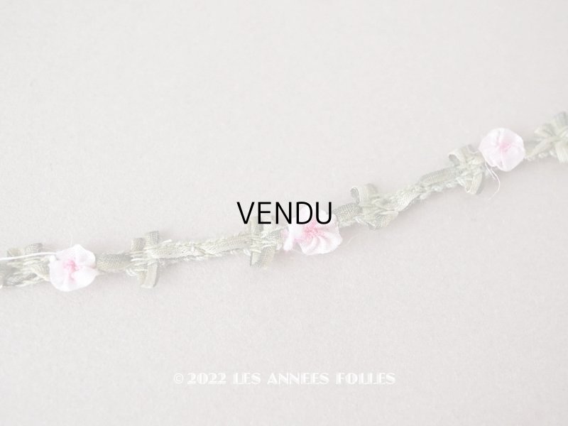 画像1: ＊蚤の市＊アンティーク シルク製 小さな薔薇のロココトリム ピンク 79cm