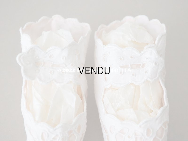 画像3: 1900年頃 アンティーク ベビーシューズ  花模様のカットワークレース　