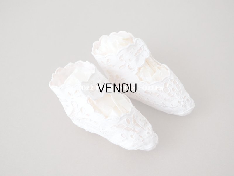 画像4: 1900年頃 アンティーク ベビーシューズ  花模様のカットワークレース　