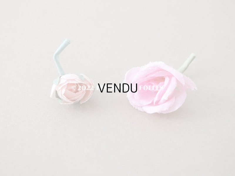 画像11: アンティーク  小さな薔薇の布花 2ピースのセット　ピンク