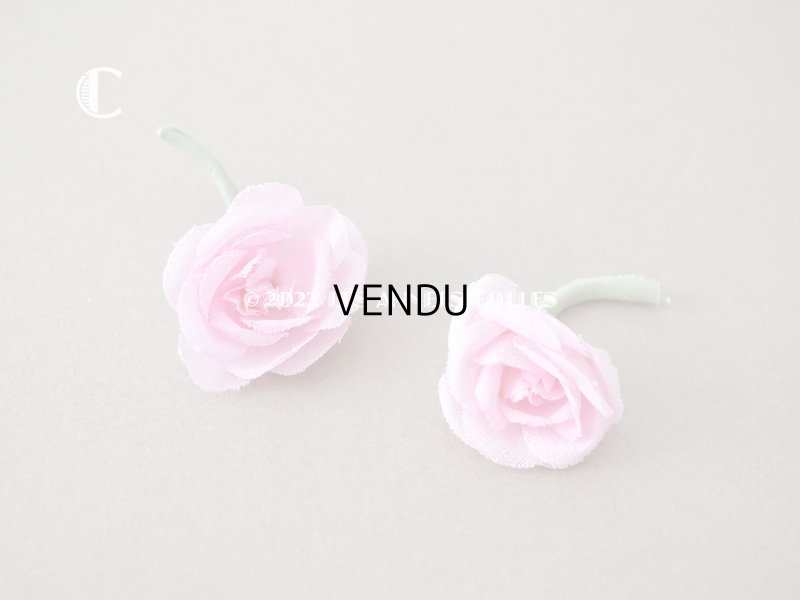 画像6: アンティーク  小さな薔薇の布花 2ピースのセット　ピンク
