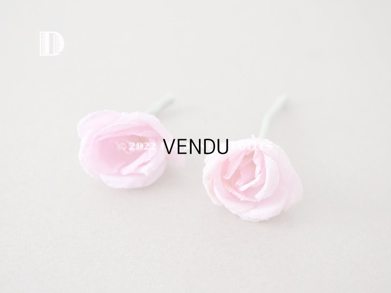 画像9: アンティーク  小さな薔薇の布花 2ピースのセット　ピンク