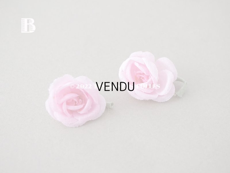 画像4: アンティーク  小さな薔薇の布花 2ピースのセット　ピンク