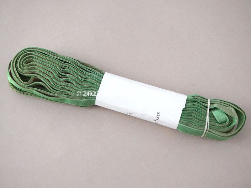 画像3: 未使用 アンティーク シルク製 ベルベットのリボン モスグリーン  ダブルフェイス 10m