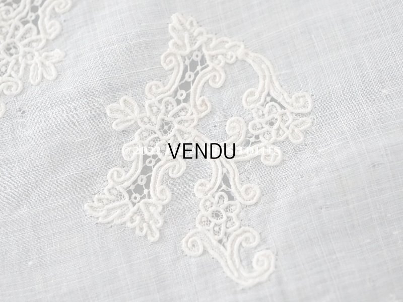 画像11: 19世紀 アンティーク ポワンドガーズ 結婚式のハンカチ モノグラムの刺繍入り 【 ポワン・ド・ガーズ 】