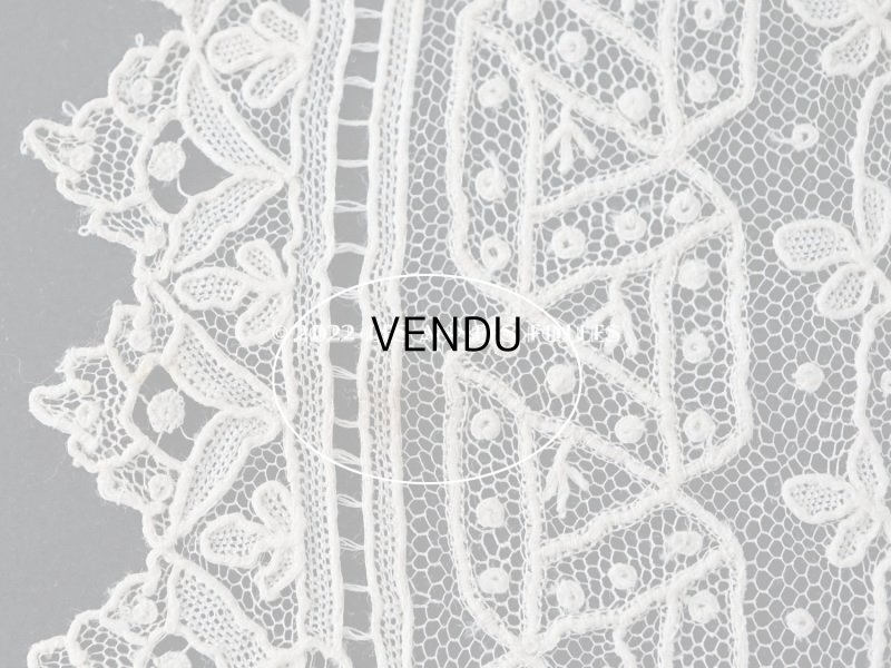 画像18: 19世紀 アンティーク ポワンドガーズ 結婚式のハンカチ モノグラムの刺繍入り 【 ポワン・ド・ガーズ 】