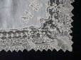 画像8: 19世紀 アンティーク ポワンドガーズ 結婚式のハンカチ モノグラムの刺繍入り 【 ポワン・ド・ガーズ 】