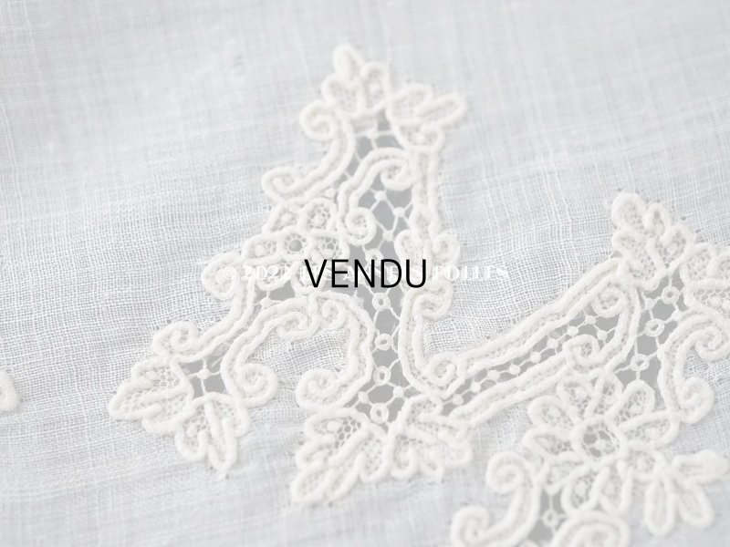 画像12: 19世紀 アンティーク ポワンドガーズ 結婚式のハンカチ モノグラムの刺繍入り 【 ポワン・ド・ガーズ 】