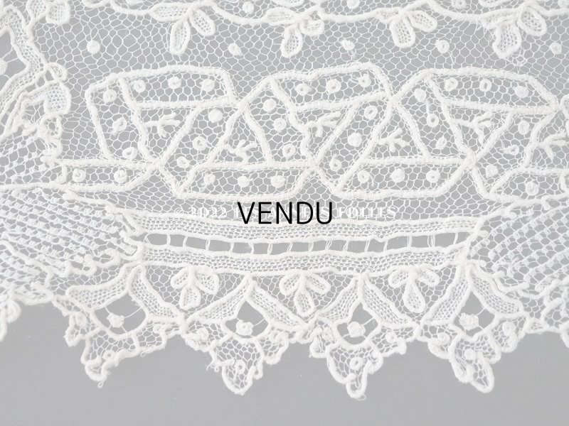 画像16: 19世紀 アンティーク ポワンドガーズ 結婚式のハンカチ モノグラムの刺繍入り 【 ポワン・ド・ガーズ 】