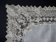 画像3: 19世紀 アンティーク ポワンドガーズ 結婚式のハンカチ モノグラムの刺繍入り 【 ポワン・ド・ガーズ 】