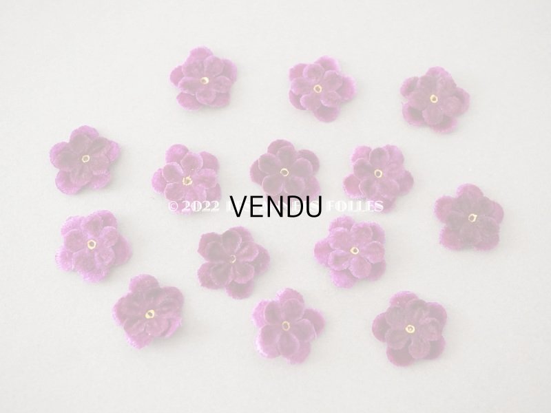 画像2: ＊蚤の市＊アンティーク 布花材料  2重の花びら 7ピースのセット ベルベット  ボルドー 20mm