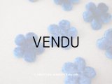 ＊蚤の市＊アンティーク 布花材料  ベルベットの花びらのセット 11ピースのセット 青 17mm