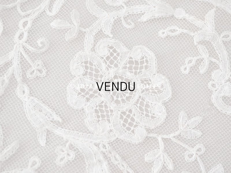 画像15: アンティーク  ウェディングヴェール  花のブーケのモチーフ 約276×174cm アプリカシオン・アングルテール (ボビンレース)