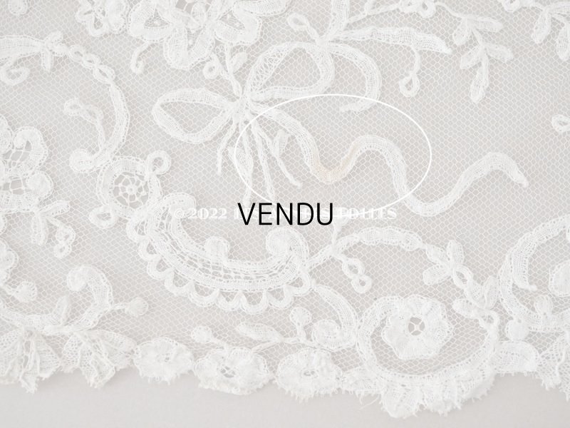 画像14: アンティーク  ウェディングヴェール  花のブーケのモチーフ 約276×174cm アプリカシオン・アングルテール (ボビンレース)