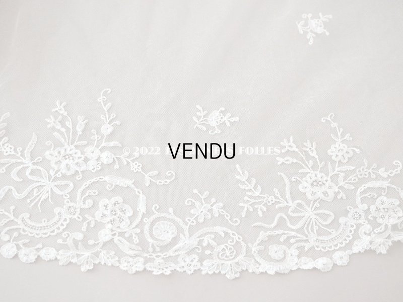 画像9: アンティーク  ウェディングヴェール  花のブーケのモチーフ 約276×174cm アプリカシオン・アングルテール (ボビンレース)
