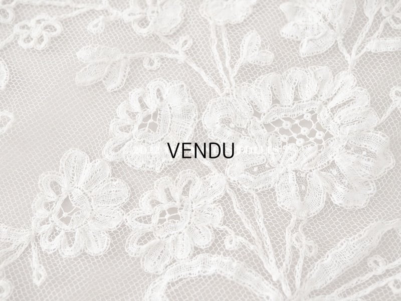 画像16: アンティーク  ウェディングヴェール  花のブーケのモチーフ 約276×174cm アプリカシオン・アングルテール (ボビンレース)