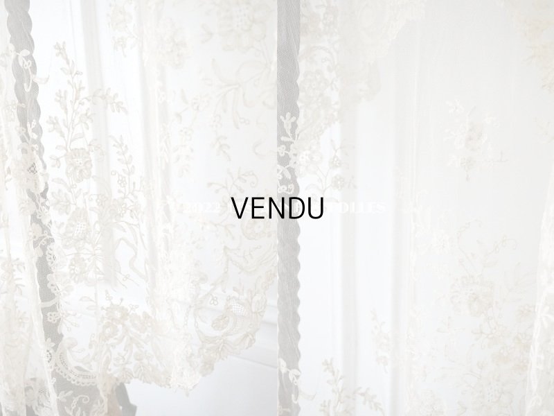 画像3: アンティーク  ウェディングヴェール  花のブーケのモチーフ 約276×174cm アプリカシオン・アングルテール (ボビンレース)