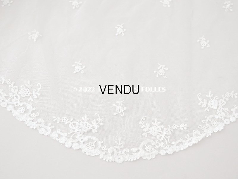 画像12: アンティーク  ウェディングヴェール  花のブーケのモチーフ 約276×174cm アプリカシオン・アングルテール (ボビンレース)