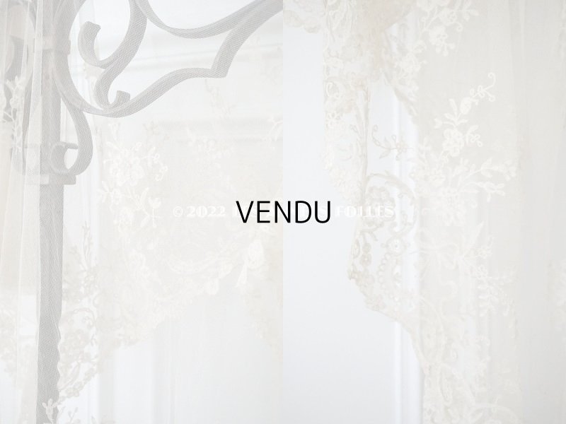 画像4: アンティーク  ウェディングヴェール  花のブーケのモチーフ 約276×174cm アプリカシオン・アングルテール (ボビンレース)