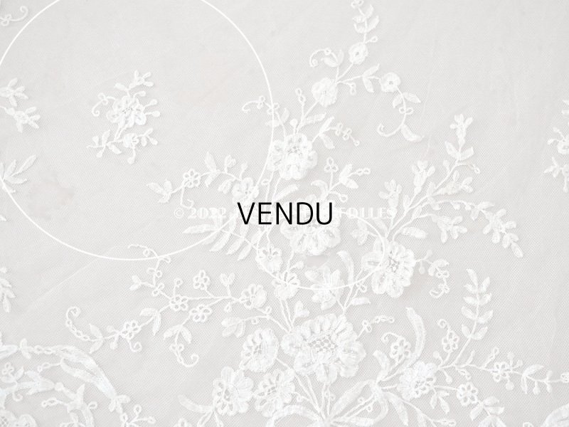 画像6: アンティーク  ウェディングヴェール  花のブーケのモチーフ 約276×174cm アプリカシオン・アングルテール (ボビンレース)