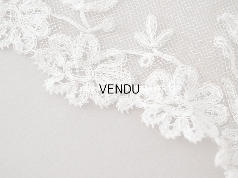 画像18: アンティーク  ウェディングヴェール  花のブーケのモチーフ 約276×174cm アプリカシオン・アングルテール (ボビンレース)