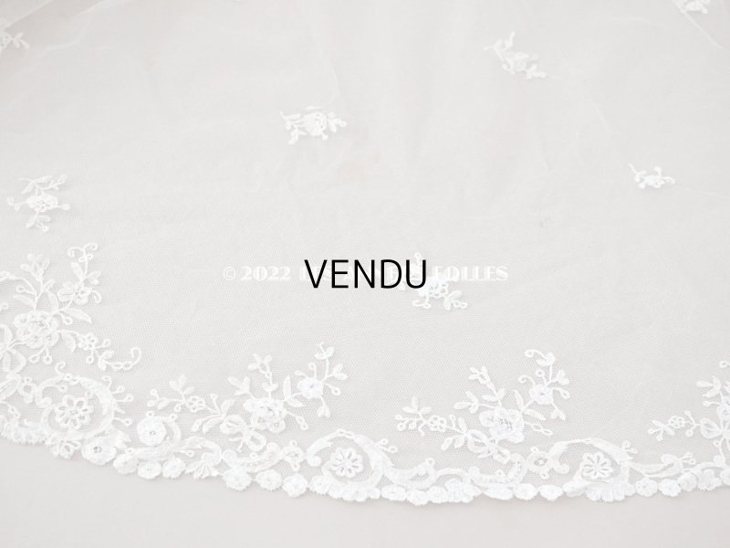 画像11: アンティーク  ウェディングヴェール  花のブーケのモチーフ 約276×174cm アプリカシオン・アングルテール (ボビンレース)