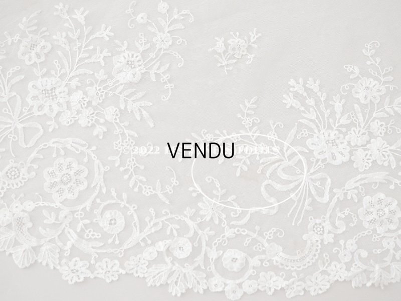 画像7: アンティーク  ウェディングヴェール  花のブーケのモチーフ 約276×174cm アプリカシオン・アングルテール (ボビンレース)