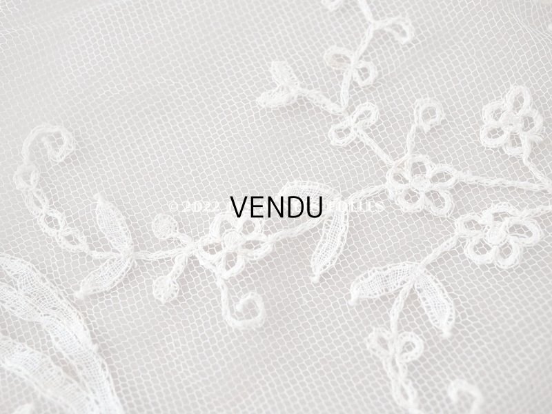 画像17: アンティーク  ウェディングヴェール  花のブーケのモチーフ 約276×174cm アプリカシオン・アングルテール (ボビンレース)