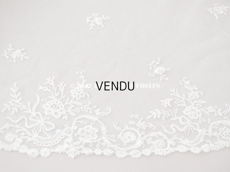 画像10: アンティーク  ウェディングヴェール  花のブーケのモチーフ 約276×174cm アプリカシオン・アングルテール (ボビンレース)