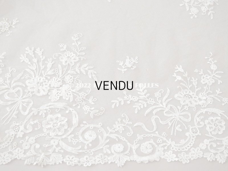 画像8: アンティーク  ウェディングヴェール  花のブーケのモチーフ 約276×174cm アプリカシオン・アングルテール (ボビンレース)