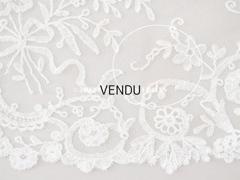 画像13: アンティーク  ウェディングヴェール  花のブーケのモチーフ 約276×174cm アプリカシオン・アングルテール (ボビンレース)