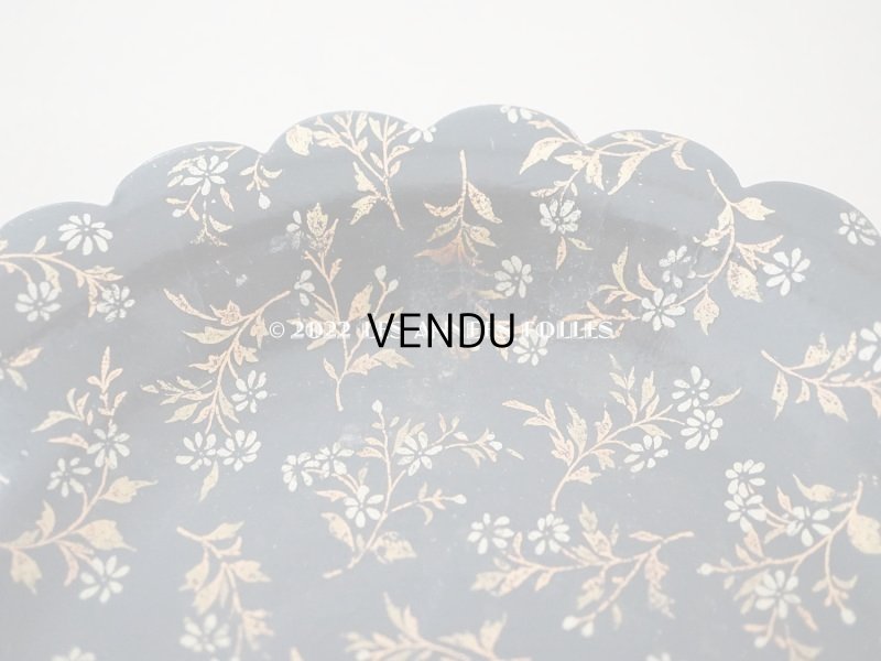 画像5: 19世紀 アンティーク ナポレオン3世 パピエマシェのトレイ　花模様　花リム