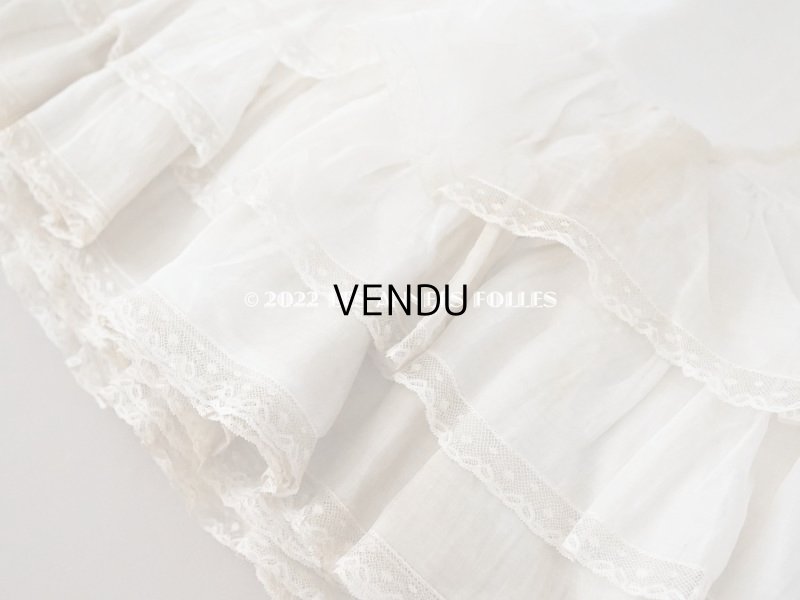 画像11: 1900年代 アンティーク  ドレスの裾  4段のフリル ギャザー入り＆ヴァランシエンヌレース 3.3m